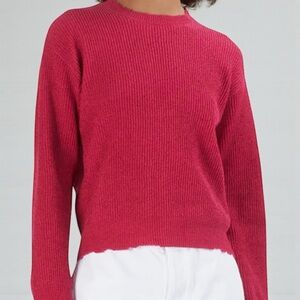 RtA Emma Sweater Fuschia pink distressed hemline long‎ sleeve women’s size XS